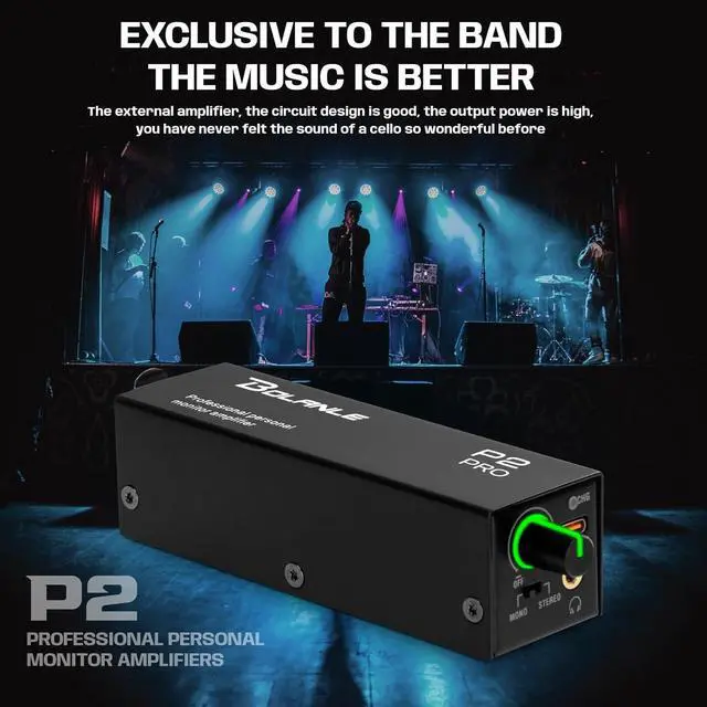 Alt view image 5 of 7 - P2 USB C Portable in Ear Monitor Amplifier, Headphone Amp with XLR and TRS Input 3.5mm Output, Headphone Amplifier with Stereo/Mono Switch for Keyboardists, Drummers, Guitar (Single Channel-Black)