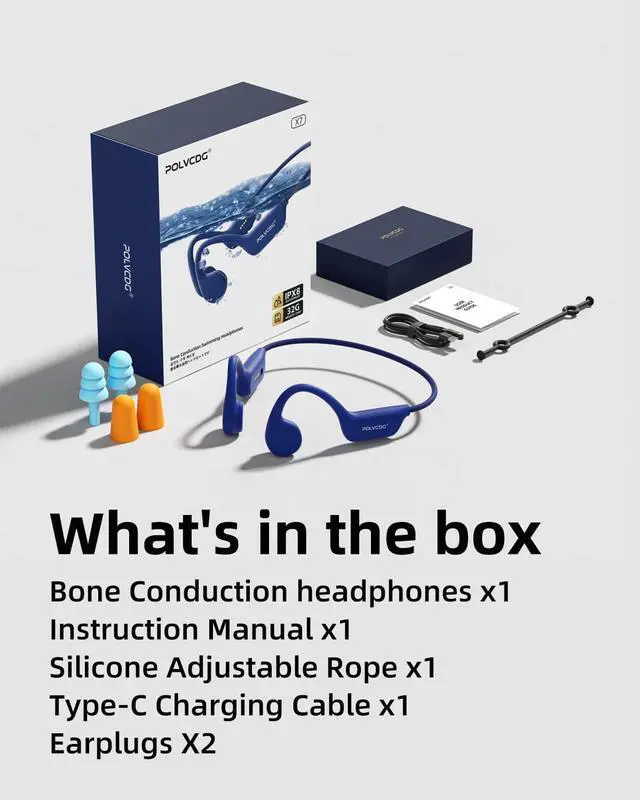 Alt view image 7 of 7 - Swimming Headphones,IP68 Waterproof Bone Conduction Headphones,32GB Memory Open Ear Headphones with Mic,Wireless Bluetooth Earphones Underwater Sport Earbuds for Workout Running Cycling Gift