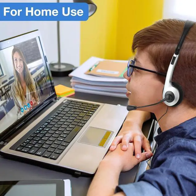 Alt view image 6 of 6 - Yunsailing 30 Pack Classroom Headphones with Microphone Kids School Student Headphones Bulk Class Set Lightweight Adjustable Earphones on Ear with 3.5 mm Jack (Silver)