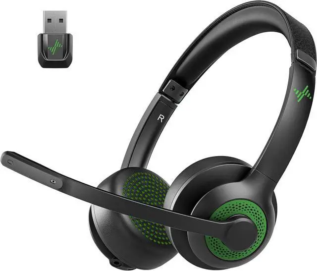 Main image of Wireless Headset with AI Noise Cancelling Microphone Bluetooth Headset - Bluetooth V5.2 Headphones with USB Dongle & Mic Mute for Computer/Laptop/PC/iPhone/Android/Cell Phones/Zoom-Green