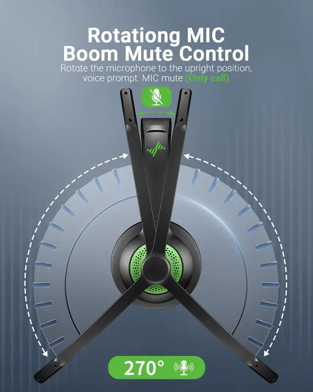 Alt view image 5 of 6 - Wireless Headset with AI Noise Cancelling Microphone Bluetooth Headset - Bluetooth V5.2 Headphones with USB Dongle & Mic Mute for Computer/Laptop/PC/iPhone/Android/Cell Phones/Zoom-Green