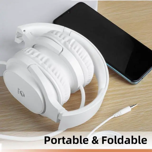 Alt view image 4 of 7 - ibrain Air Tube Headphones Air Tube Headset Over The Ear Headphones Wired Airtube Headset with 3.5mm Jack - White