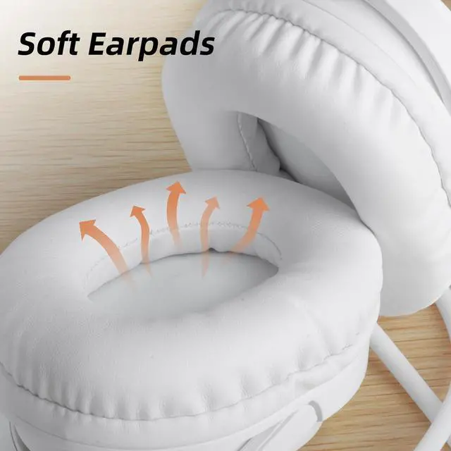 Alt view image 7 of 7 - ibrain Air Tube Headphones Air Tube Headset Over The Ear Headphones Wired Airtube Headset with 3.5mm Jack - White