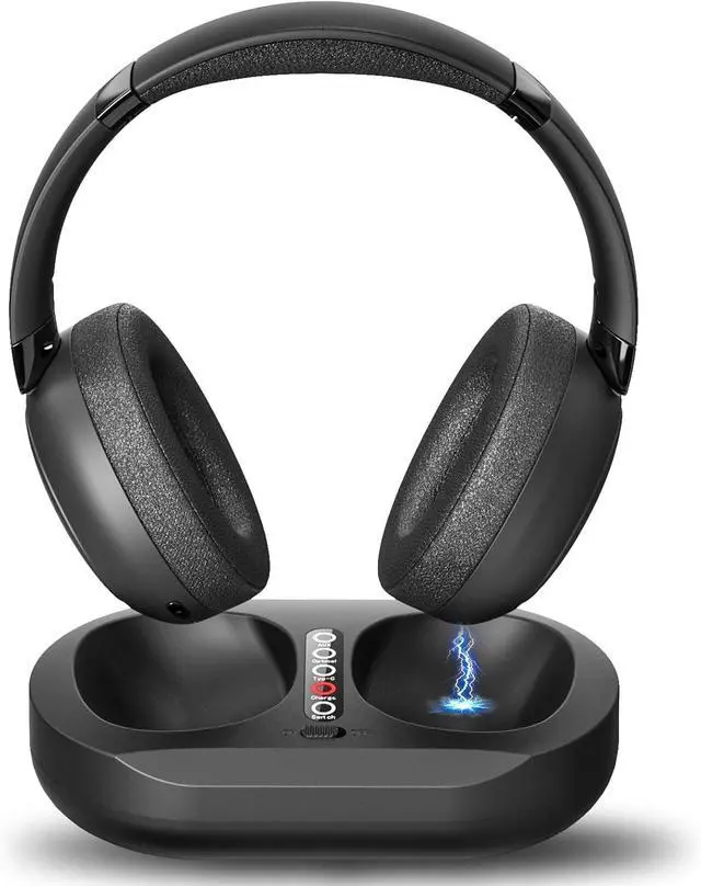 Main image of Wireless Headphones for TV Watching - Manual-Select Screen Transmitter & LED Charging Dock, Zero Latency, 100ft - 2.4G & Bluetooth Headset for Samsung/LG/Sony TVs, Seniors, Hard of Hearing