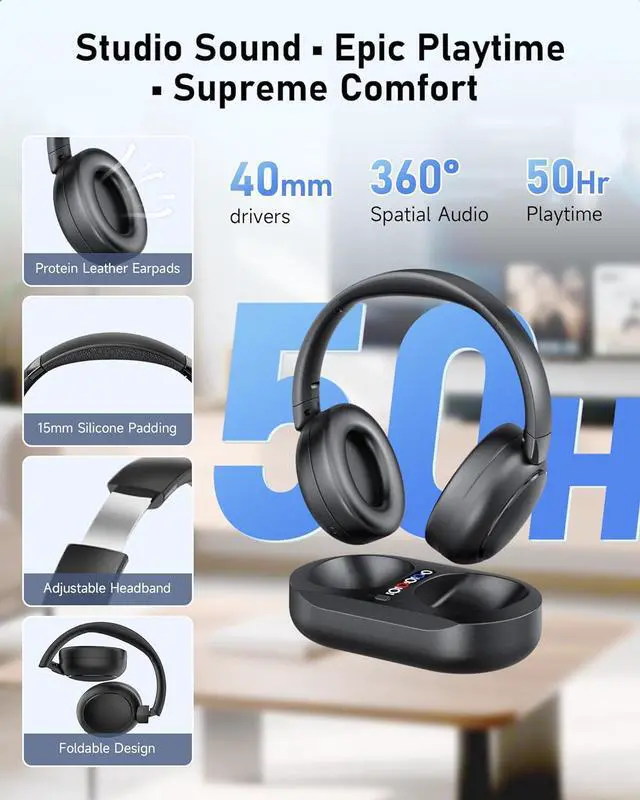 Alt view image 7 of 7 - Wireless Headphones for TV Watching - Manual-Select Screen Transmitter & LED Charging Dock, Zero Latency, 100ft - 2.4G & Bluetooth Headset for Samsung/LG/Sony TVs, Seniors, Hard of Hearing