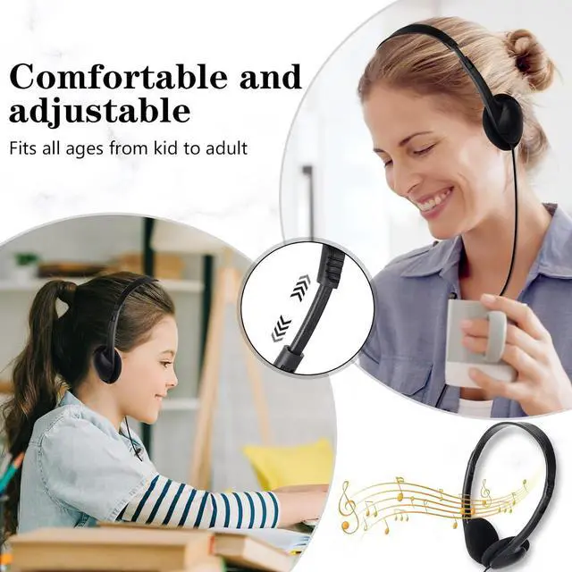 Alt view image 4 of 7 - 30 Pack Class Set Headphones for Kids Students School Classroom Headphones Bulk Earphones Adjustable with 3.5 mm Jack for Library Children Adults (Black Color)