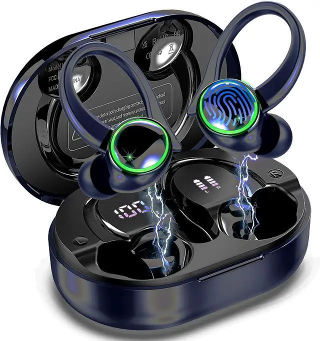 Main image of Wireless Earbuds, Bluetooth 5.4 Headphones Sports, 50H Playback Over-Ear buds with ENC Noise Cancelling Mic, Deep Bass Fitness Earphones with Earhooks, IP7 Waterproof Headset for Running Workout Gym