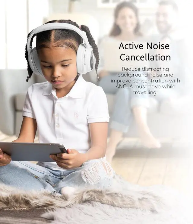 Alt view image 3 of 7 - BuddyPhones Cosmos Fun | Wired or Wireless Foldable ANC Bluetooth Headphones + Microphone - SafeAudio Volume-Limiting Options, for Toddlers to Young Adults (Pink)