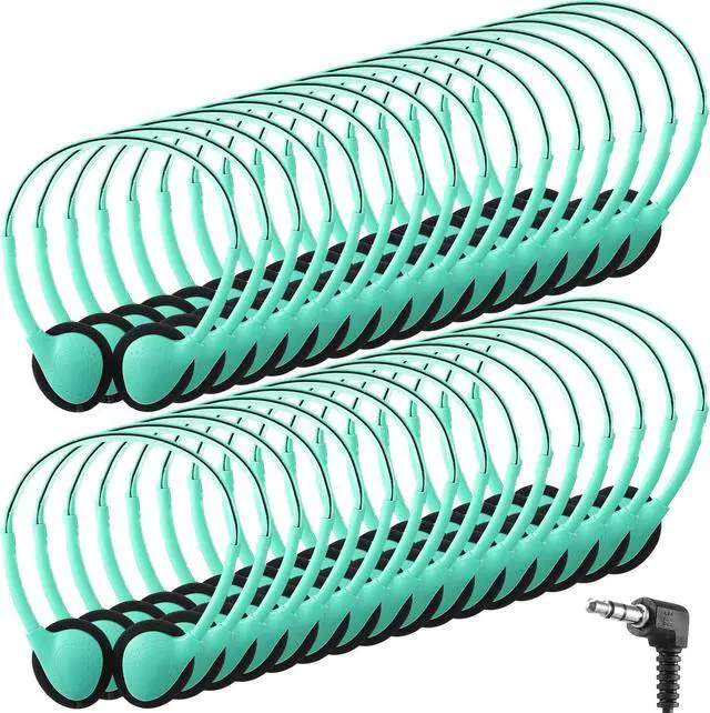 Main image of Konohan 30 Pack Kids Headphones Bulk for School Classroom Student Wired Headphones Adjustable with 3.5 mm Jack for Kids Adults(Emerald Green)