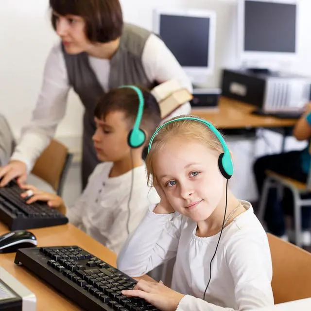 Alt view image 5 of 7 - Konohan 30 Pack Kids Headphones Bulk for School Classroom Student Wired Headphones Adjustable with 3.5 mm Jack for Kids Adults(Emerald Green)