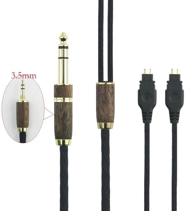 Alt view image 2 of 7 - NewFantasia 10ft Replacement Upgrade Audio Cable Compatible with Sennheiser HD650 HD600 HD580 HD660S HD660S2 HD58X HD6XX Headphone 7N OCC Copper Silver Plated Cord Walnut Wood Shell 3.5mm/6.35mm