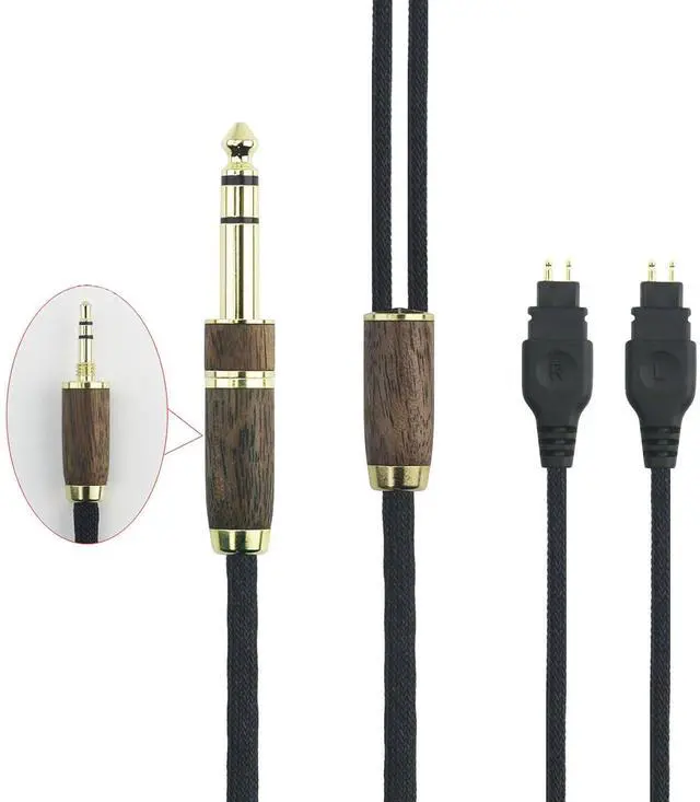Alt view image 7 of 7 - NewFantasia 10ft Replacement Upgrade Audio Cable Compatible with Sennheiser HD650 HD600 HD580 HD660S HD660S2 HD58X HD6XX Headphone 7N OCC Copper Silver Plated Cord Walnut Wood Shell 3.5mm/6.35mm