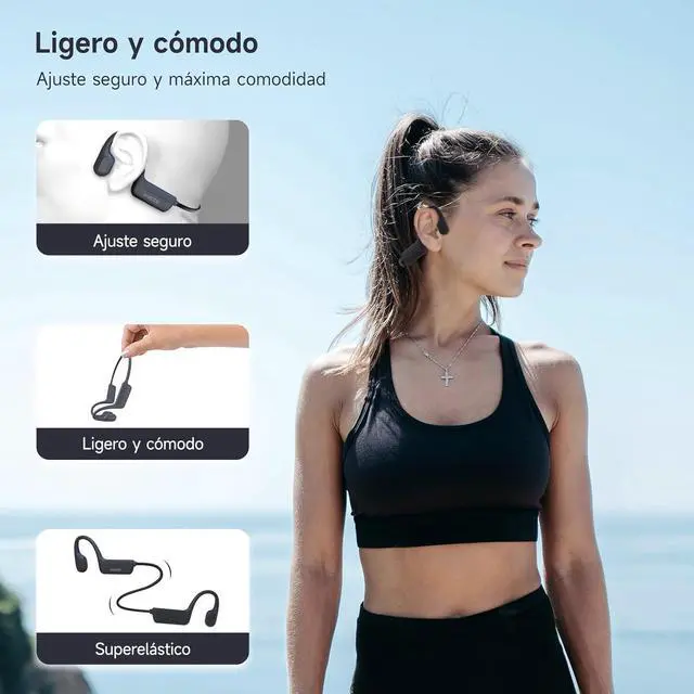 Alt view image 3 of 7 - IFECCO Waterproof Headphones for Swimming Bone Conduction Headphones Bluetooth 5.4,IP68 Waterproof Earbuds Underwater,Open Ear Earbuds with 32G MP3 for Swimming Cycling Running