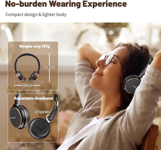 Alt view image 7 of 7 - Holdsound Wireless Headphones for TV Watching, BKM600 TV Headphones Wireless with Bluetooth USB Transmitter, Instant Audio Sync, Plug and Play, Higher Volume, 165ft Range,Ideal Gift for Elderly,Orange