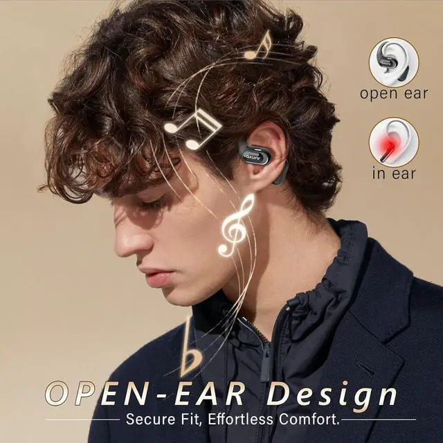 Alt view image 2 of 7 - Open Ear Headphones, Bluetooth 5.4 Headphones Sports, Premium Sound with HD Mic Wireless Earbuds, 48H Playtime LED Power Display Ear Buds, IPX7 Lightweight Comfort Earphones for Running, Working