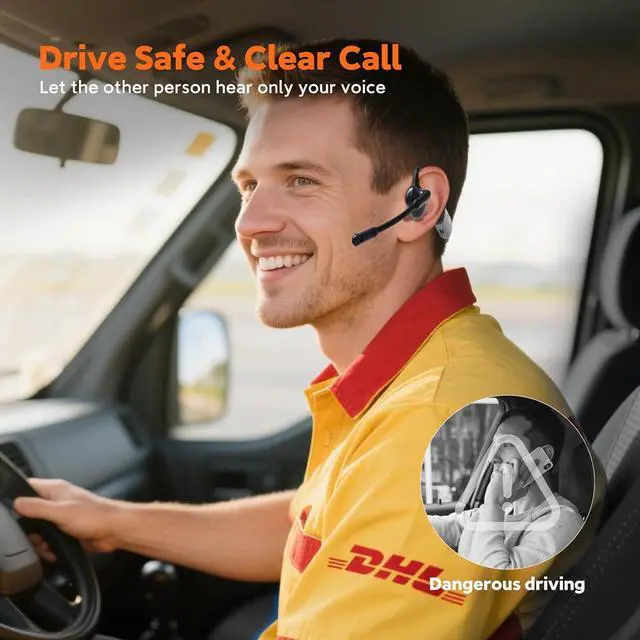 Alt view image 6 of 7 - Pilot P200b Pro Wireless Headset with Mic for Work,50dB AI Noise Cancelling Microphone Headphones for Call,Bluetooth 5.3 Open Ear Computer Headset with Microphone for WFH,Mobile Office,Meetings