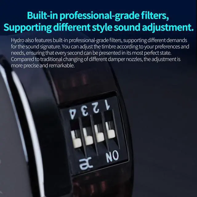 Alt view image 6 of 7 - CCA Hydro in-Ear Monitor, 8BA+2DD Hybrid Driver with 4 Tuning Switches HiFi Noise Isolation Earbuds, Clarity in All Frequency Stereo Sound Headphone for Audio Engineer, Musician (784)