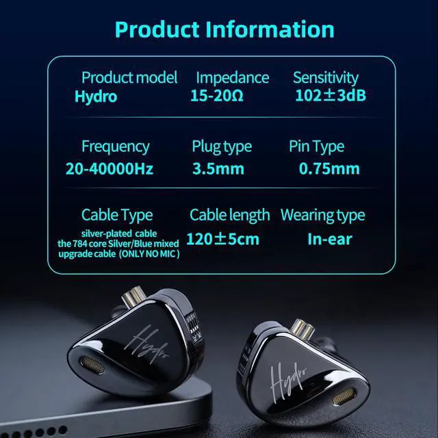 Alt view image 7 of 7 - CCA Hydro in-Ear Monitor, 8BA+2DD Hybrid Driver with 4 Tuning Switches HiFi Noise Isolation Earbuds, Clarity in All Frequency Stereo Sound Headphone for Audio Engineer, Musician (784)