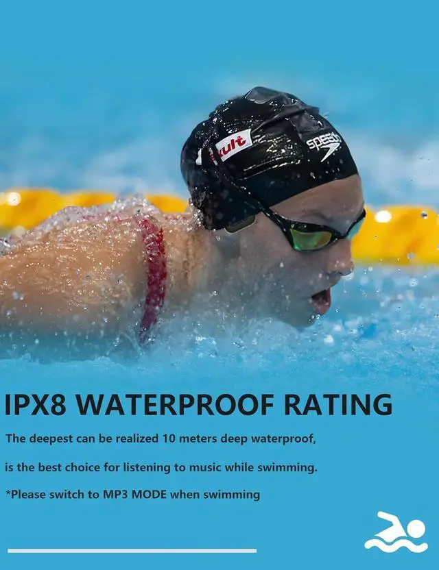 Alt view image 2 of 7 - IPX8 Waterproof Swimming Headphones-Bone Conduction Headphones, Built-in 8G Memory, in Ear Underwater Earbuds, Wireless Earphones Bluetooth 5.4, 8H Playtime, Waterproof Earbuds for Swimming, Running
