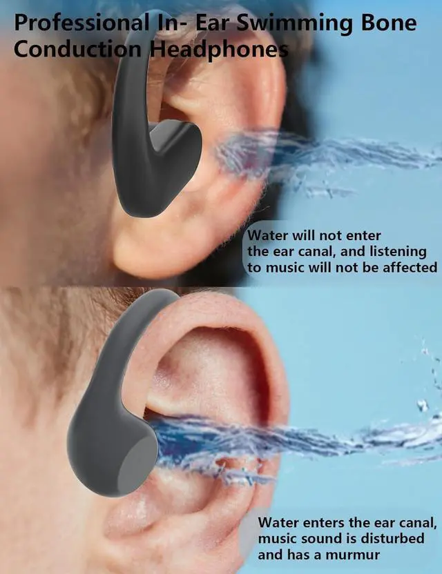Alt view image 3 of 7 - IPX8 Waterproof Swimming Headphones-Bone Conduction Headphones, Built-in 8G Memory, in Ear Underwater Earbuds, Wireless Earphones Bluetooth 5.4, 8H Playtime, Waterproof Earbuds for Swimming, Running