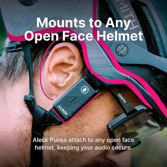 Alt view image 3 of 7 - ALECK Punks Wireless Bluetooth Bike Helmet Speakers - Premium Open Ear Audio, Hands-Free Calls, 2-Button Operation, Fits All Open Face Helmets - Ideal for Bicycling, Climbing, Equestrian, Dirt Biking