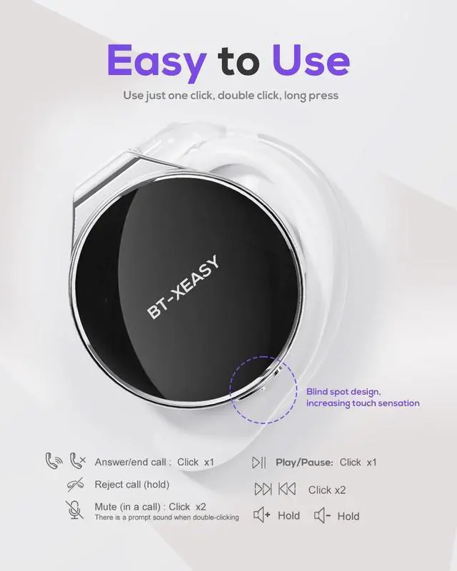 Alt view image 2 of 6 - On Ear Headphones Bluetooth 5.4, Noise Cancelling Open Ear Headphones Wireless, Water-Drop Shaped Clip On Sport Headset Bluetooth with 4 Microphone, Comfort Fit Earphones with Long Battery Life