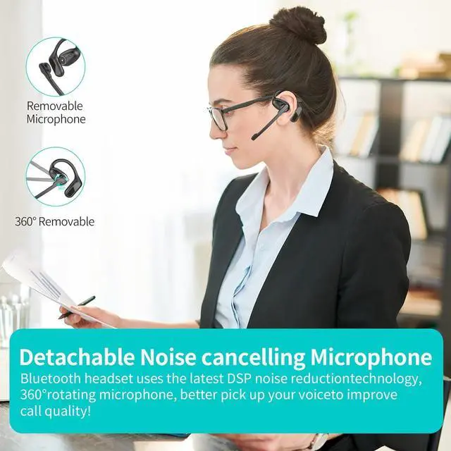 Alt view image 7 of 7 - Open-Ear Business Bluetooth Headset : Features a Detachable Microphone and a Multi-Microphone Design for Ultra-Clear Calls. Bluetooth 6.0, Suitable Office use,Driving,Meetings