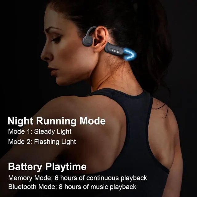 Alt view image 3 of 7 - Bone Conduction Swimming Headphones,Built-in 32GB MP3 Player for Underwater,IP68 Waterproof Headphones,Wireless Earphones for Running Cycling Exercising,2025 New Update