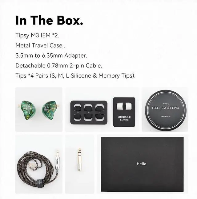 Alt view image 6 of 7 - Tipsy M3 Professional IEM for Musicians, 2BA + 1DD Drivers, 36dB PNC, IPX5, Acoustic-Runway Technology, Skin-Friendly Resin, Detachable 0.78mm 2-pin Cable (No Mic, Green)