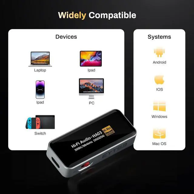 Alt view image 6 of 7 - Portable USB C DAC Headphone Amplifier, HiFi 32Bit/384kHz Dual CS43131 Decoder Mini DAC Amp Dongle, 3.5mm/4.4mm Balanced Outputs for Phone/Android/iOS/Wins/Mac/PC, Music/Game/Chat