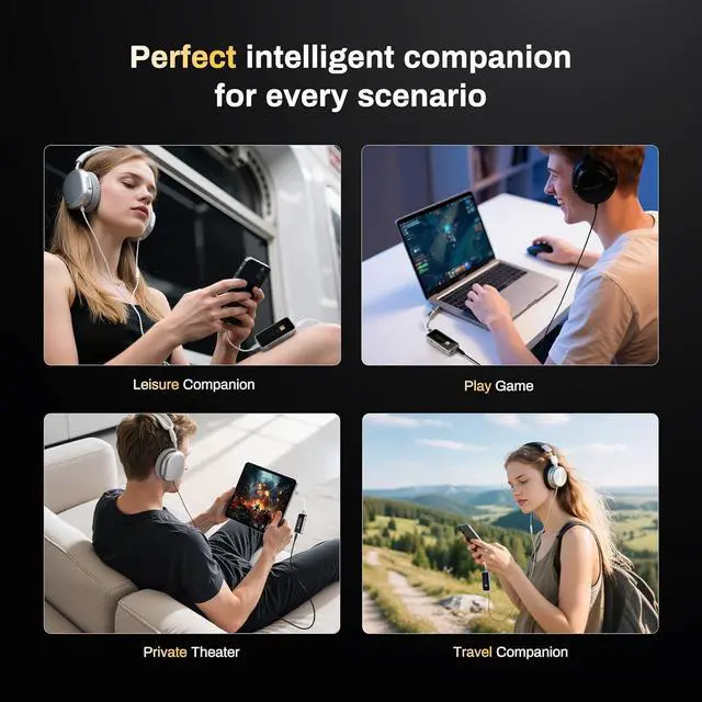 Alt view image 7 of 7 - Portable USB C DAC Headphone Amplifier, HiFi 32Bit/384kHz Dual CS43131 Decoder Mini DAC Amp Dongle, 3.5mm/4.4mm Balanced Outputs for Phone/Android/iOS/Wins/Mac/PC, Music/Game/Chat