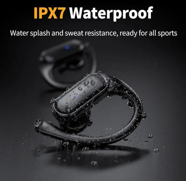 Alt view image 6 of 7 - Wireless Earbuds Bluetooth Headphones 80hrs Play Back Sport Earphones with LED Display Over-Ear Buds with Earhooks Built-in Mic IPX7 Waterproof Headset for Workout Grey-Black