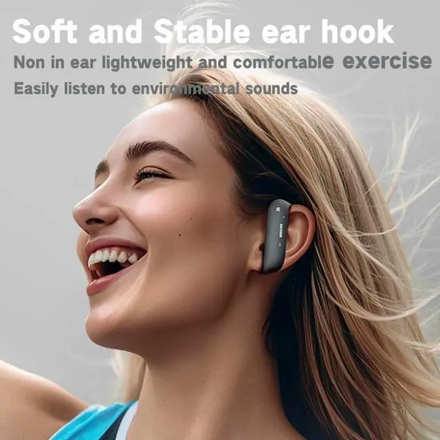 Alt view image 5 of 7 - Open Ear Headphones Heavy Bass,Sports Ear Hooks Ultra-Comfort Bluetooth 5.4 Open Earphones,Deep Bass Chip Powerful Sound,Open Wireless Earbuds with Mic Clear Calls,Stable Fitness earbud,36H Playtime