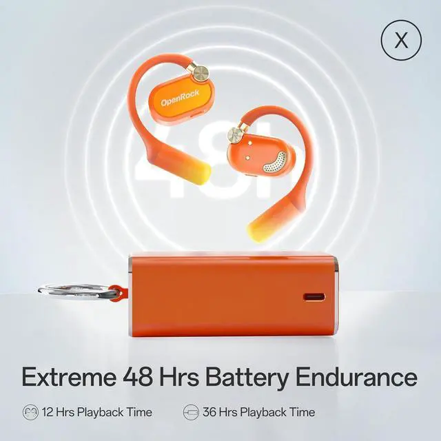 Alt view image 4 of 7 - X Open-Ear Headphones, Upgraded Silicone Earhooks, 48Hrs Playtime, Comfort and Fit, IPX5 Waterproof, ENC Microphone, Smart App, Bluetooth 5.3, Wireless Over-Ear Earbuds for Sports, Office