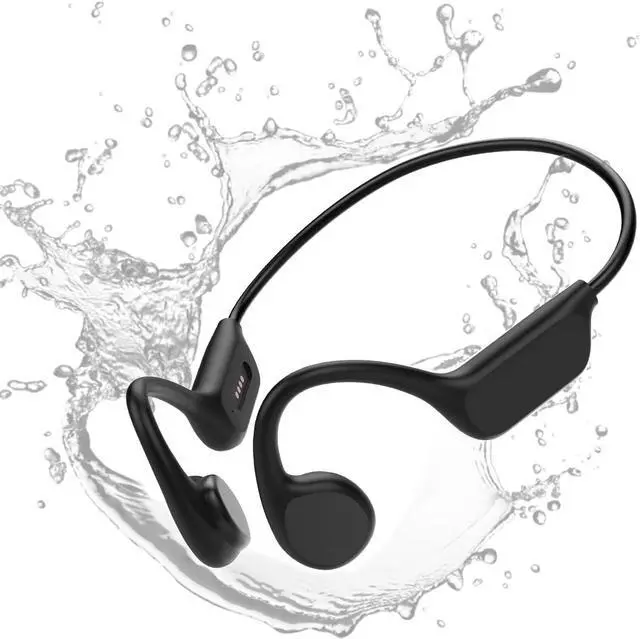 Main image of Bone Conduction Headphones Sports Headset Open-Ear Bluetooth 5.4 Wireless Swimming Earphones with Built-in Mic 32G Memory Magnetic Charging IPX8 Waterproof for Workout Running Cycling (Pure Black)