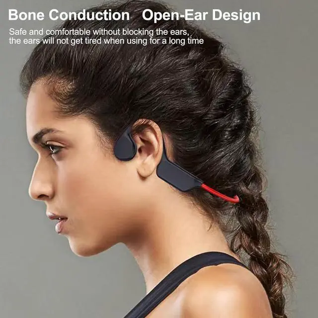 Alt view image 2 of 7 - Bone Conduction Headphones Sports Headset Open-Ear Bluetooth 5.4 Wireless Swimming Earphones with Built-in Mic 32G Memory Magnetic Charging IPX8 Waterproof for Workout Running Cycling (Pure Black)