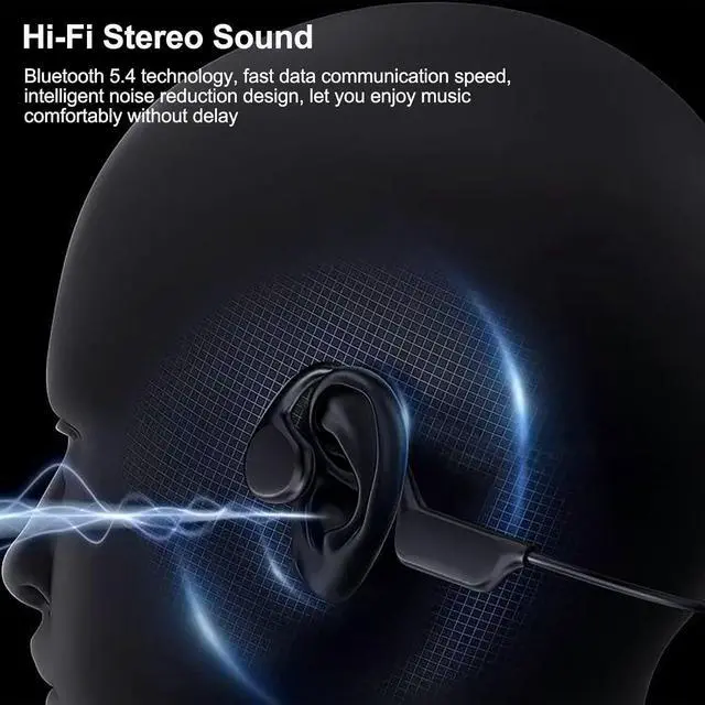 Alt view image 3 of 7 - Bone Conduction Headphones Sports Headset Open-Ear Bluetooth 5.4 Wireless Swimming Earphones with Built-in Mic 32G Memory Magnetic Charging IPX8 Waterproof for Workout Running Cycling (Pure Black)