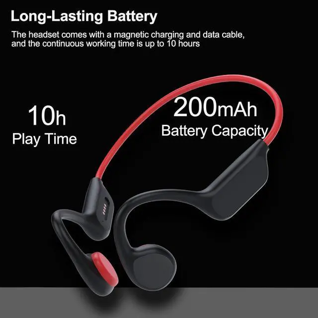 Alt view image 7 of 7 - Bone Conduction Headphones Sports Headset Open-Ear Bluetooth 5.4 Wireless Swimming Earphones with Built-in Mic 32G Memory Magnetic Charging IPX8 Waterproof for Workout Running Cycling (Pure Black)