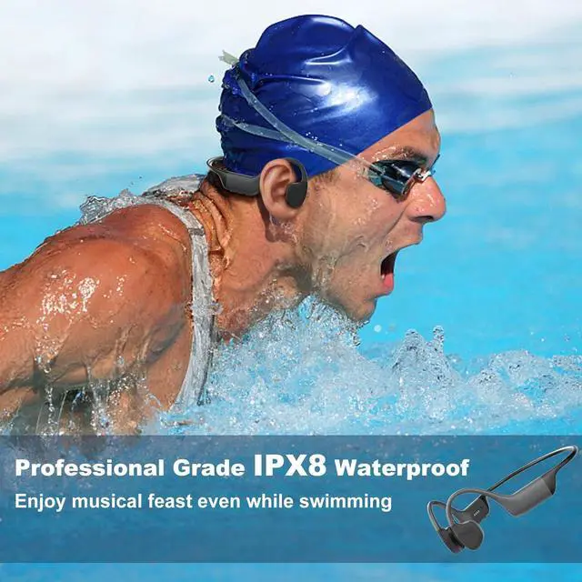 Alt view image 4 of 7 - Bone Conduction Headphones Swimming,Waterproof IP68,Bluetooth 5.4, Built-in 32GB TF Swimming Headphones Underwater Music Player, Open Ear Bluetooth Earbuds(Grey)