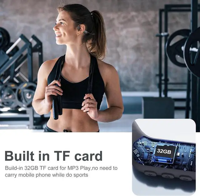 Alt view image 5 of 7 - Bone Conduction Headphones Swimming,Waterproof IP68,Bluetooth 5.4, Built-in 32GB TF Swimming Headphones Underwater Music Player, Open Ear Bluetooth Earbuds(Grey)