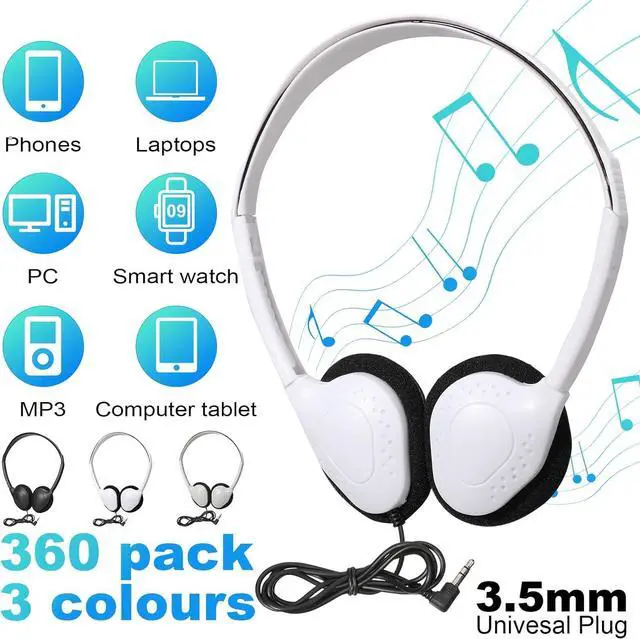 Alt view image 2 of 7 - Kanayu 150 Pcs Class Set Headphones for Kids Bulk Student Classroom School Wire Headsets Adjustable School Earphones on Ear with 3.5mm Jack for Youth Adults for Online Learning Adults
