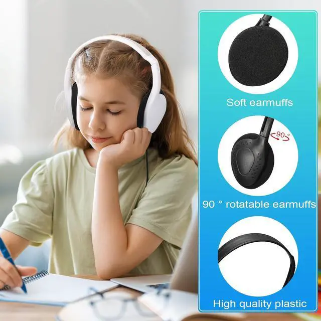 Alt view image 3 of 7 - Kanayu 150 Pcs Class Set Headphones for Kids Bulk Student Classroom School Wire Headsets Adjustable School Earphones on Ear with 3.5mm Jack for Youth Adults for Online Learning Adults