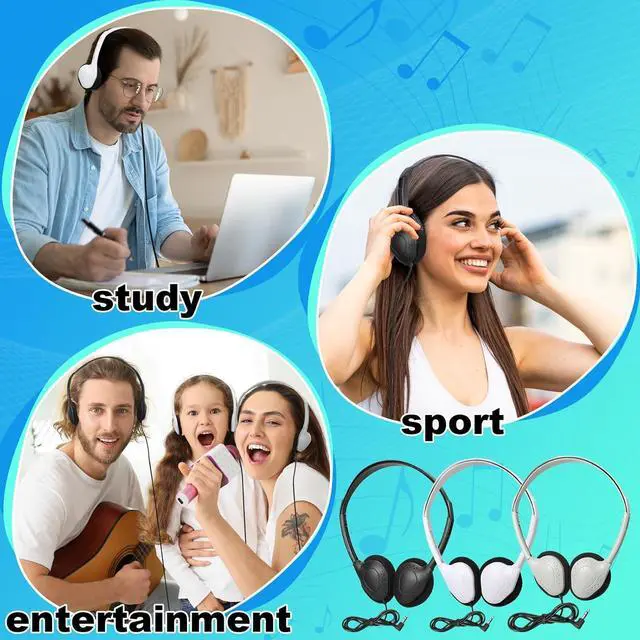 Alt view image 7 of 7 - Kanayu 150 Pcs Class Set Headphones for Kids Bulk Student Classroom School Wire Headsets Adjustable School Earphones on Ear with 3.5mm Jack for Youth Adults for Online Learning Adults