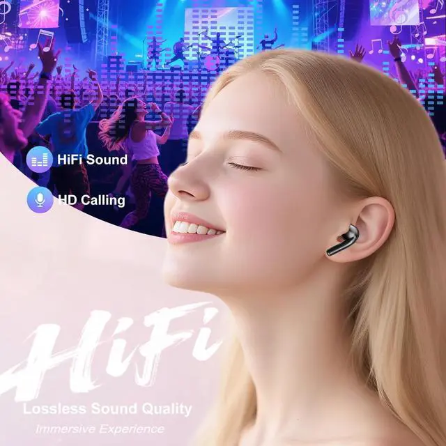 Alt view image 2 of 7 - Wireless Earbuds, Earphones Wireless Bluetooth 5.4 In Ear Headphones, 40H Hifi Sound ANC Noise Canceling Earbuds, Touch Screen Ear Buds Multifunctional Headsets for Android/IOS Work Gym Sports (Black)