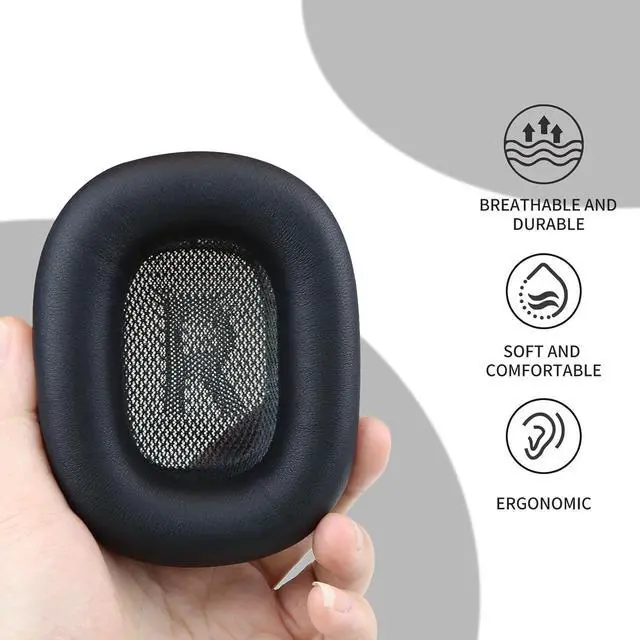 Alt view image 3 of 7 - Lambskin Ear Cushions for Apple AirPods Max Headphones Replacement Earpads Sweat Proof Ear Cups Cushion Easy to Install with Magnet,Sheepskin and Memory Foam(Black)
