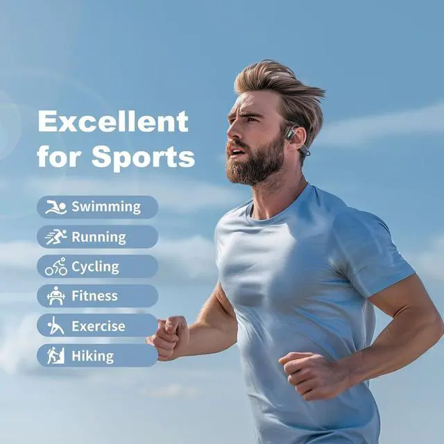 Alt view image 2 of 7 - Swimming Earbuds Bone Conduction Wireless Bluetooth Headphones Waterproof IPX8 Underwater Open Earphones with Built-in 32GB Memory MP3 Player 8 Hours Playtime Sports Headset for Running Gym
