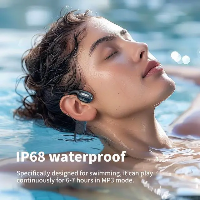 Alt view image 5 of 7 - Swimming Earbuds Bone Conduction Wireless Bluetooth Headphones Waterproof IPX8 Underwater Open Earphones with Built-in 32GB Memory MP3 Player 8 Hours Playtime Sports Headset for Running Gym