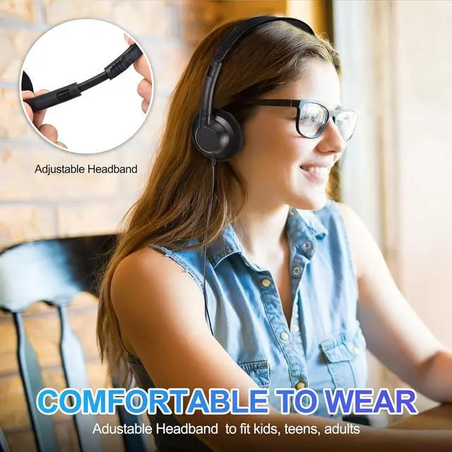 Alt view image 6 of 7 - Flutesan 60 Pieces Classroom School Headphones Bulk on Ear Headphone with 3.5mm Headphone Plug in Adjustable Disposable for Kids Adults Student Noise Stereo Sound Library No Microphone