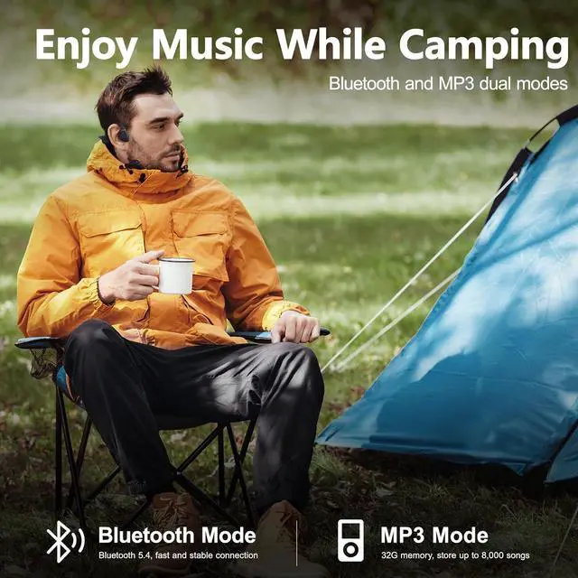 Alt view image 5 of 7 - Wild 5 Bone Conduction Headphones, IP68 Waterproof Swimming Headphones Built-in MP3 Player 32G Memory, Bluetooth 5.4, Liquid Silicone Material for Running, Hiking and Wilderness Discovery