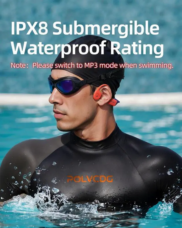 Alt view image 2 of 7 - Bone Conduction Headphones,IP68 Waterproof Swimming Headphones,32GB Memory Open Ear Headphones with Mic,Wireless Bluetooth Earbuds Underwater Sport Earphones for Workout Running Cycling Gift